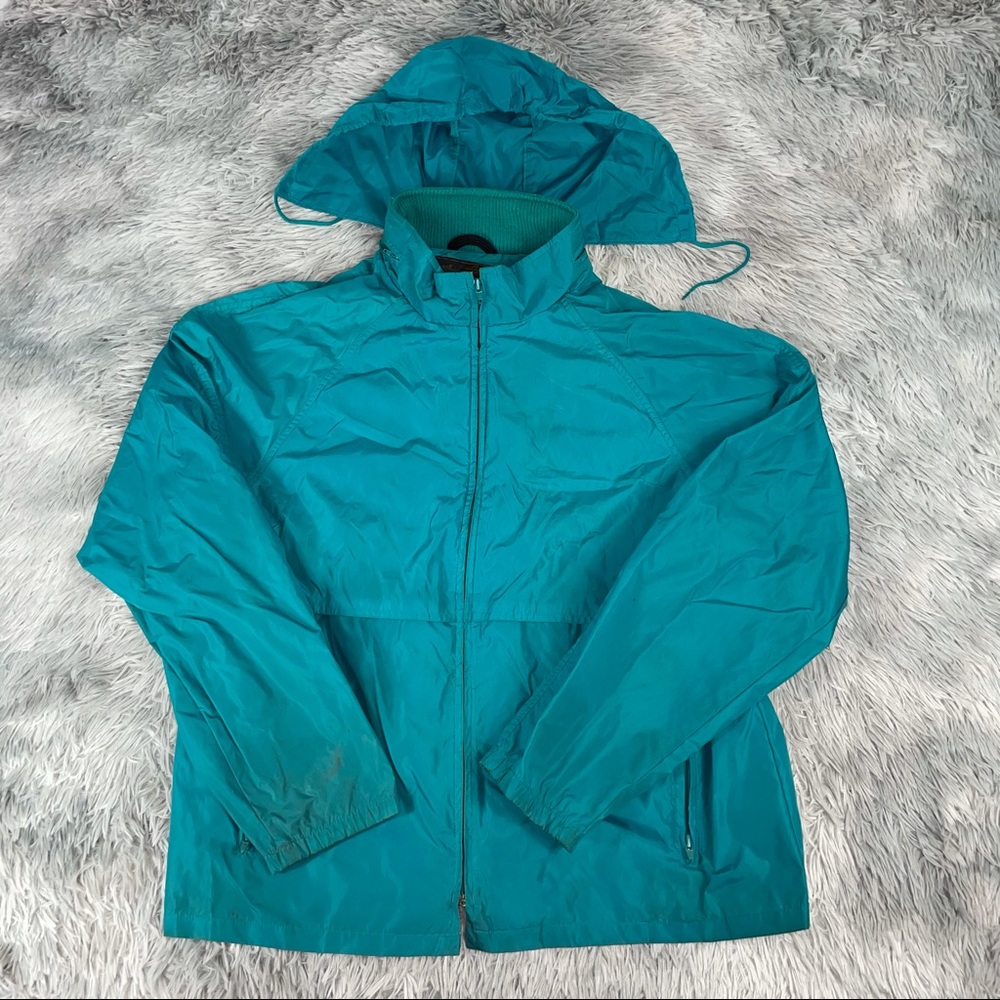 Vintage Eddie Bauer Hooded Teal Windbreaker Jacket